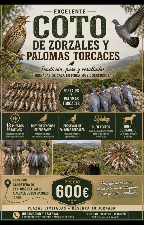 imagen de Zorzal,coto,caza,palomas