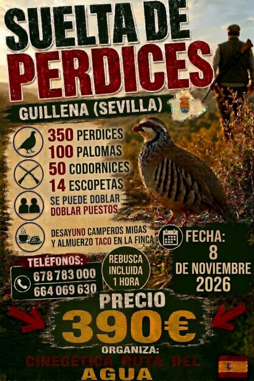 imagen de 4 MAGNIFICAS  SUELTAS  DE PERDICES EN SEVILLA 